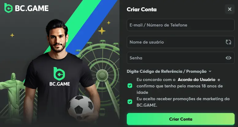 Dados Necessários para o Registo no BC GAME
