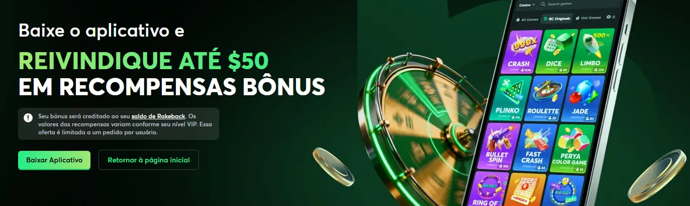 Registo no Casino BC GAME
